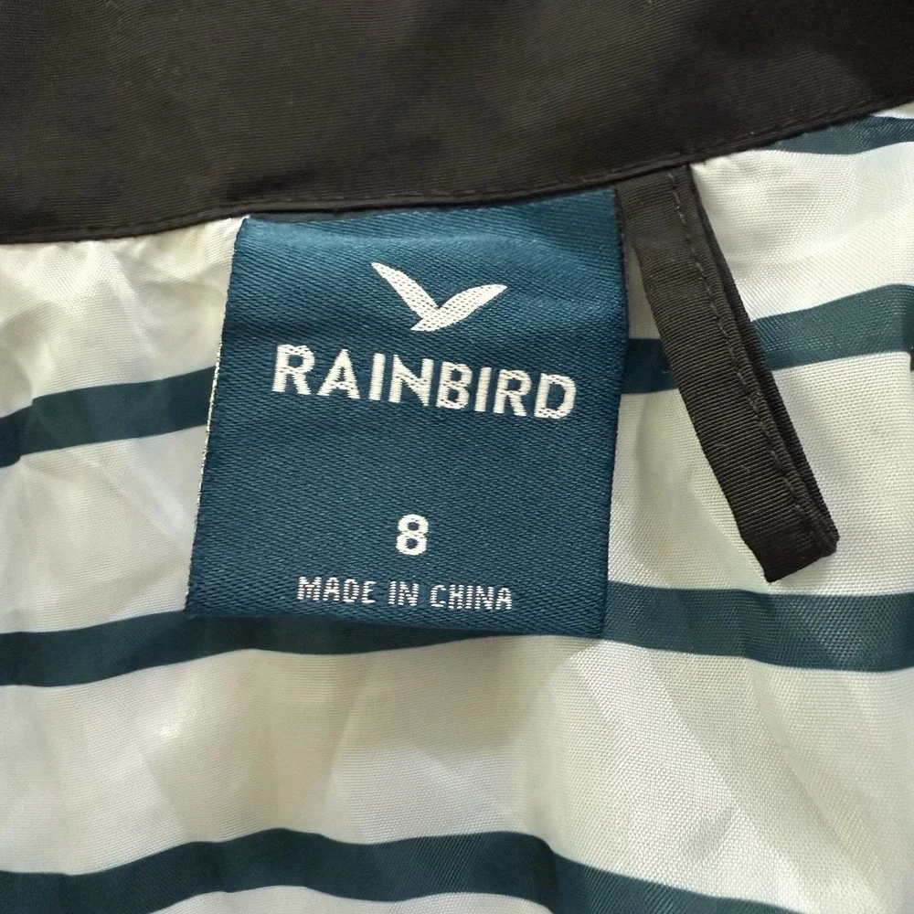 Rainbird Polaris Jacket In Black Size 8 Waterproof Parka Nylon Long Length Lined